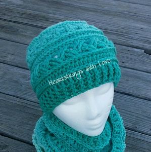 Handmade Crocheted Beanie and Cowl